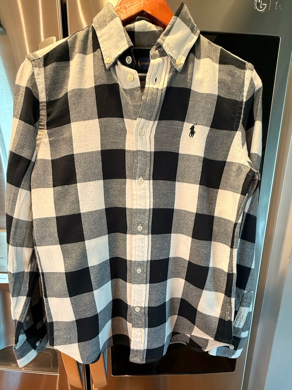 Polo by Ralph Lauren Black & White Check Button-Down Shirt women small